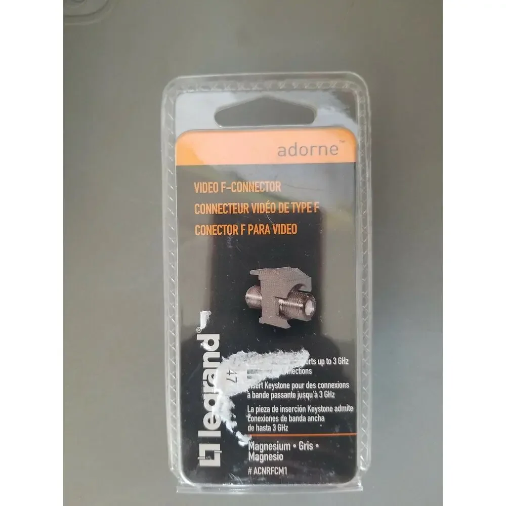 Adorne Video F-Connector Model# ACNRFCM1 P/N 1408429 Magnesium